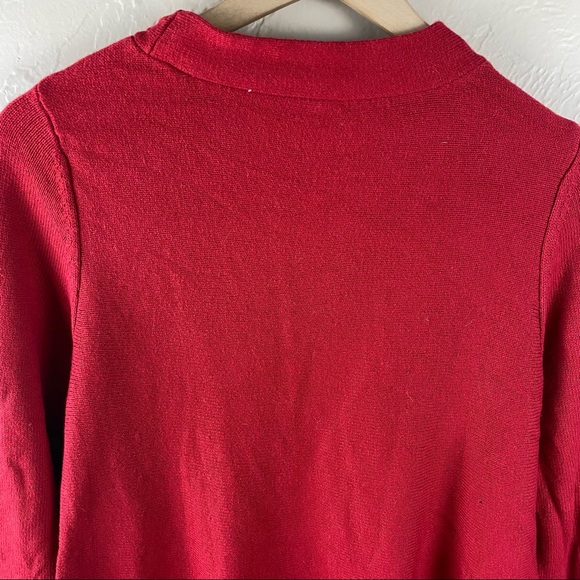 J Jill Red Funnel Neck Tunic Length Swing Style Sweater Small - Picture 5 of 8